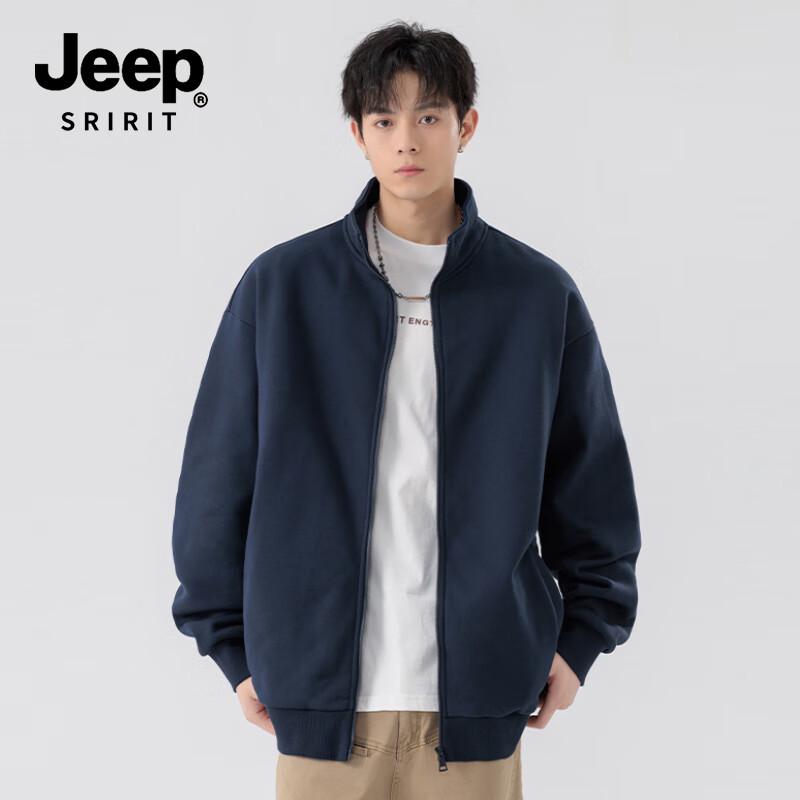 JEEP SPIRIT Men's Stand Collar Cardigan Sweatshirt