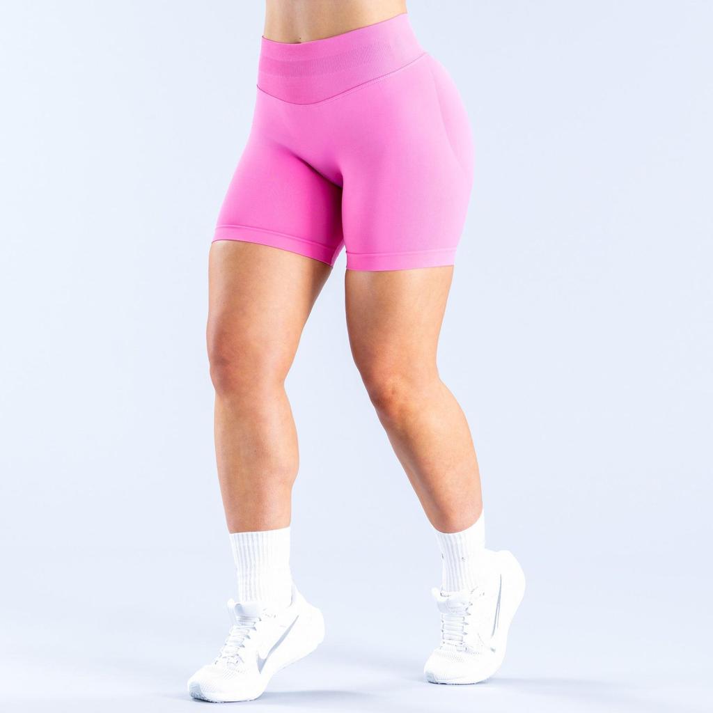 Pantalones Cortos de Yoga DF: 50 Colores, Cintura Original Fruncida de Tres Secciones, Levanta Glúteos, Tiro Bajo, Pantalones de Fitness sin Costuras de Tres Puntos