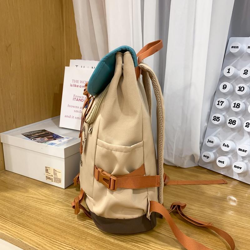 Color Block Backpack Student Schoolbag Women's Large Capacity Backpack