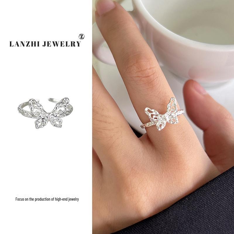 Bague chat Lanzhi en argent sterling 925 – Bijou de luxe léger pour index ouvert