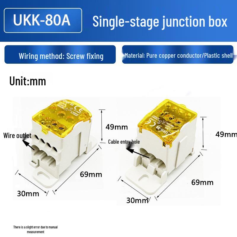 High Current Multi-Out DIN Rail Single-Pole Distribution Box: UKK 80A, 125A, 160A, 250A, 400A, 500A
