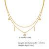 Trendy Stainless Steel Zircon Double-Layer Necklace, Gold Plated Beads Chain Charm Necklace, Luxury Delicate Jewelry for Women