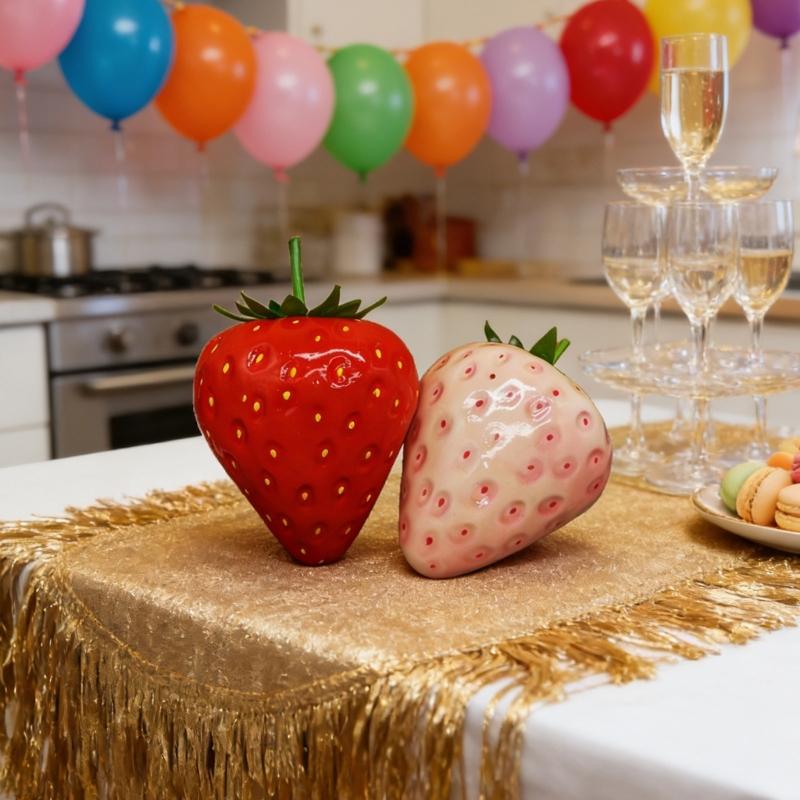 Artificial Strawberry Fruit Decoration Crafted From Solid Materials Ideal For Festival Event Creative Displays And Household Styling Portable