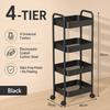 Rolling Storage Cart Multi-Tier Floor Carbon Steel Organizer Rack with Wheels for Kitchen Bathroom Dorm Room