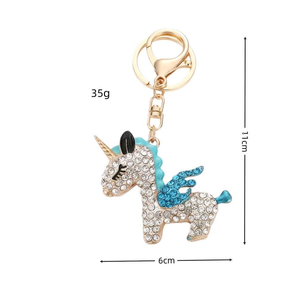 PYNASA Rhinestone Unicorn Keychain for Women, Cute Unicorn Animal Key Holder Accessory, Gift for Car, Backpack, Bag, Tag, Charm, Blue