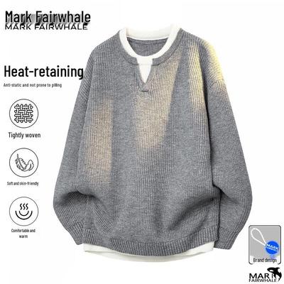 Men's Fake Two-Piece Round Neck Sweatshirt
