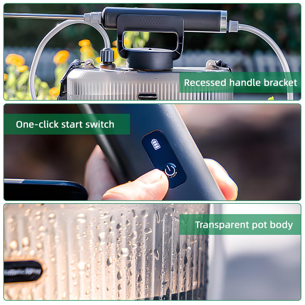 Rociador de jardín con batería, rociador eléctrico de 1,32 galones/5 l con mango recargable por USB