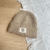 Korean Style Casual English Cloth Label Long Camel Hair Knitted Hat Autumn and Winter Warm Woolen Hat Dome Ear Protection Hat