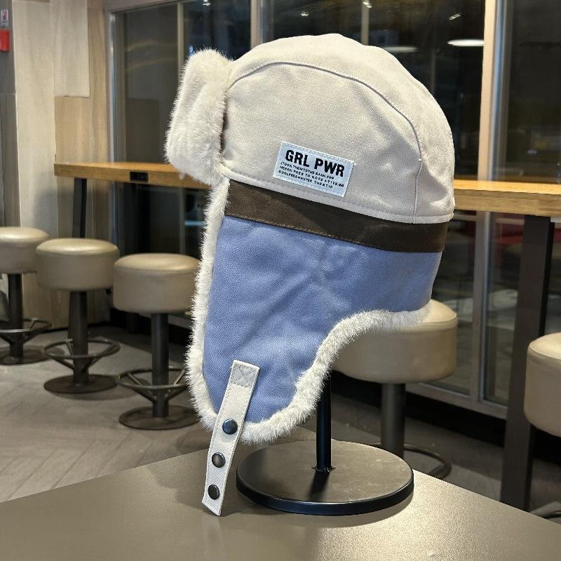 Color-blocked Lei Feng Hat for Men and Women In Winter Thickened and Warm  Versatile Ear Protection Hat for Outdoor Travel  Ski Pilot Hat