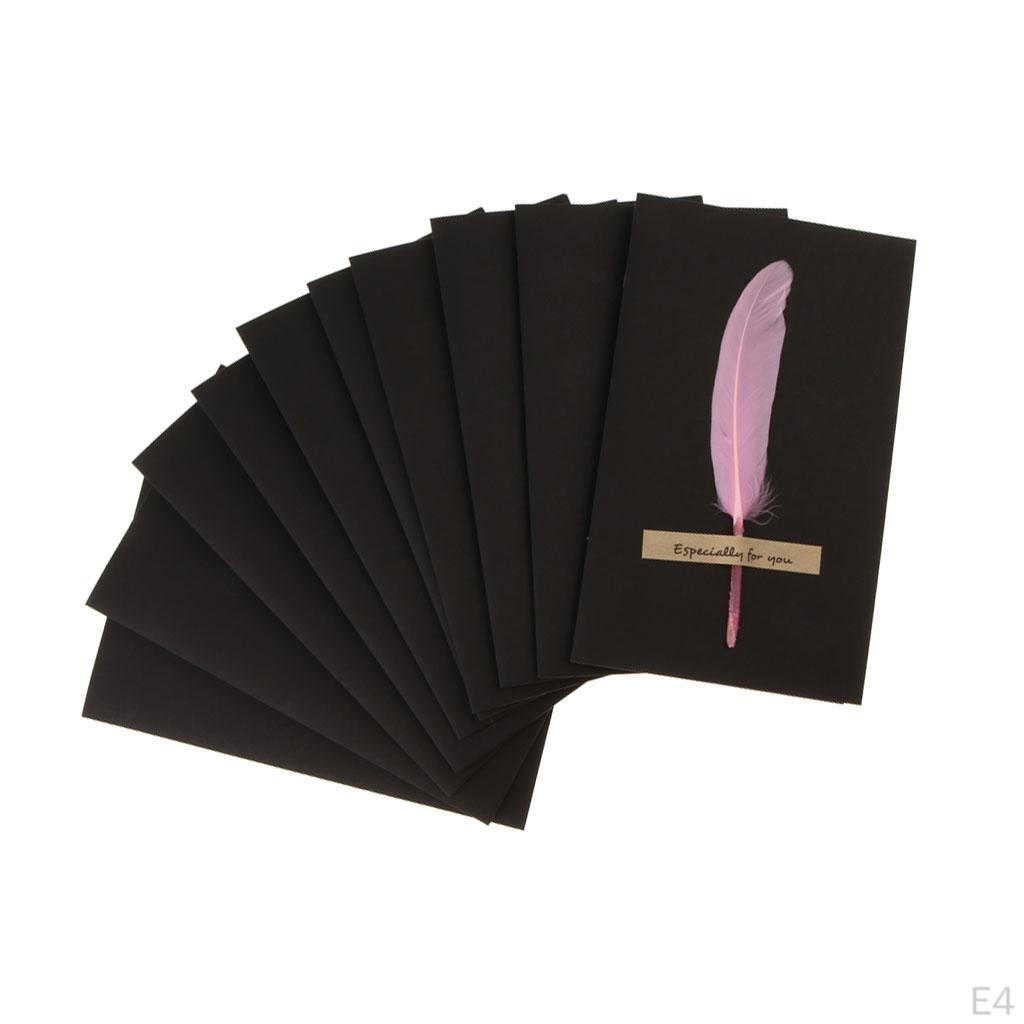 10 Pack Handmade Feather Elegant Greeting Card Thank You Cards Supplies