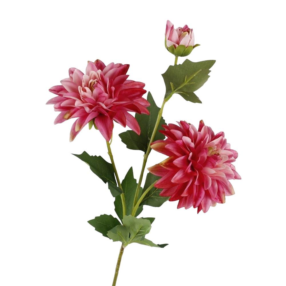 New 76cm Length Artificial Dahlia Flower Long Branch Floral Arrangement Faux Flower Realistic 3 Heads Silk Flower Home Decor