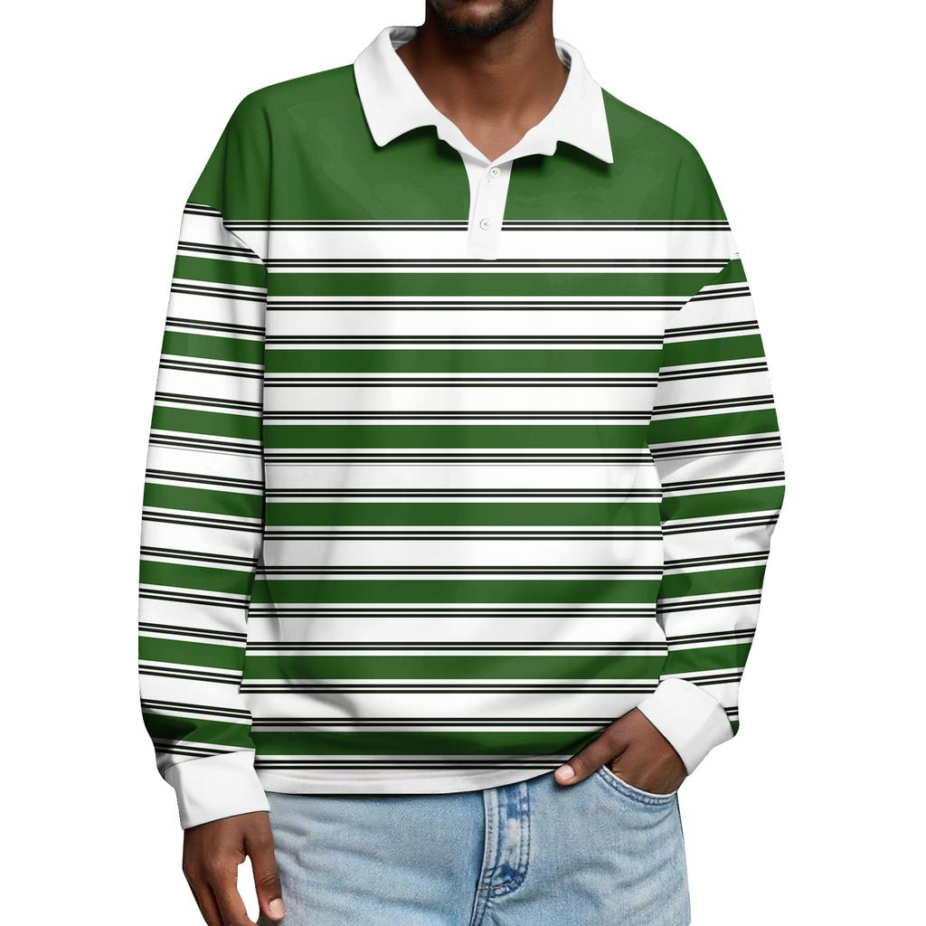 Herre Casual Stripet Trykk Knappelukking Langermet Topper