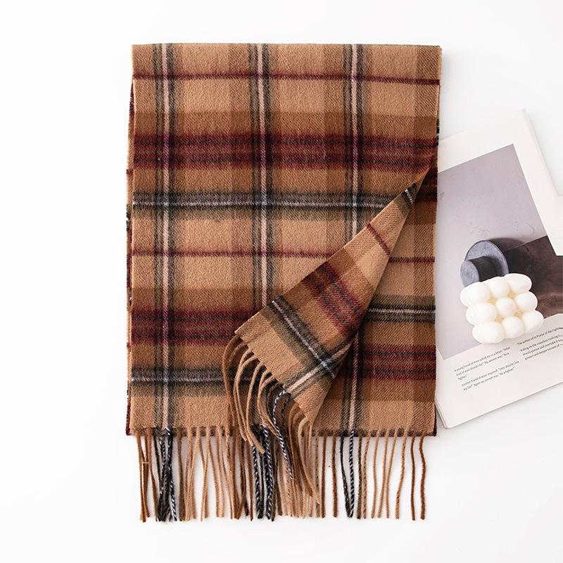 Wool Scarf Women's Autumn and Winter New Korean Style Plaid Shawl Long Cold-proof Warm Tassel Scarf