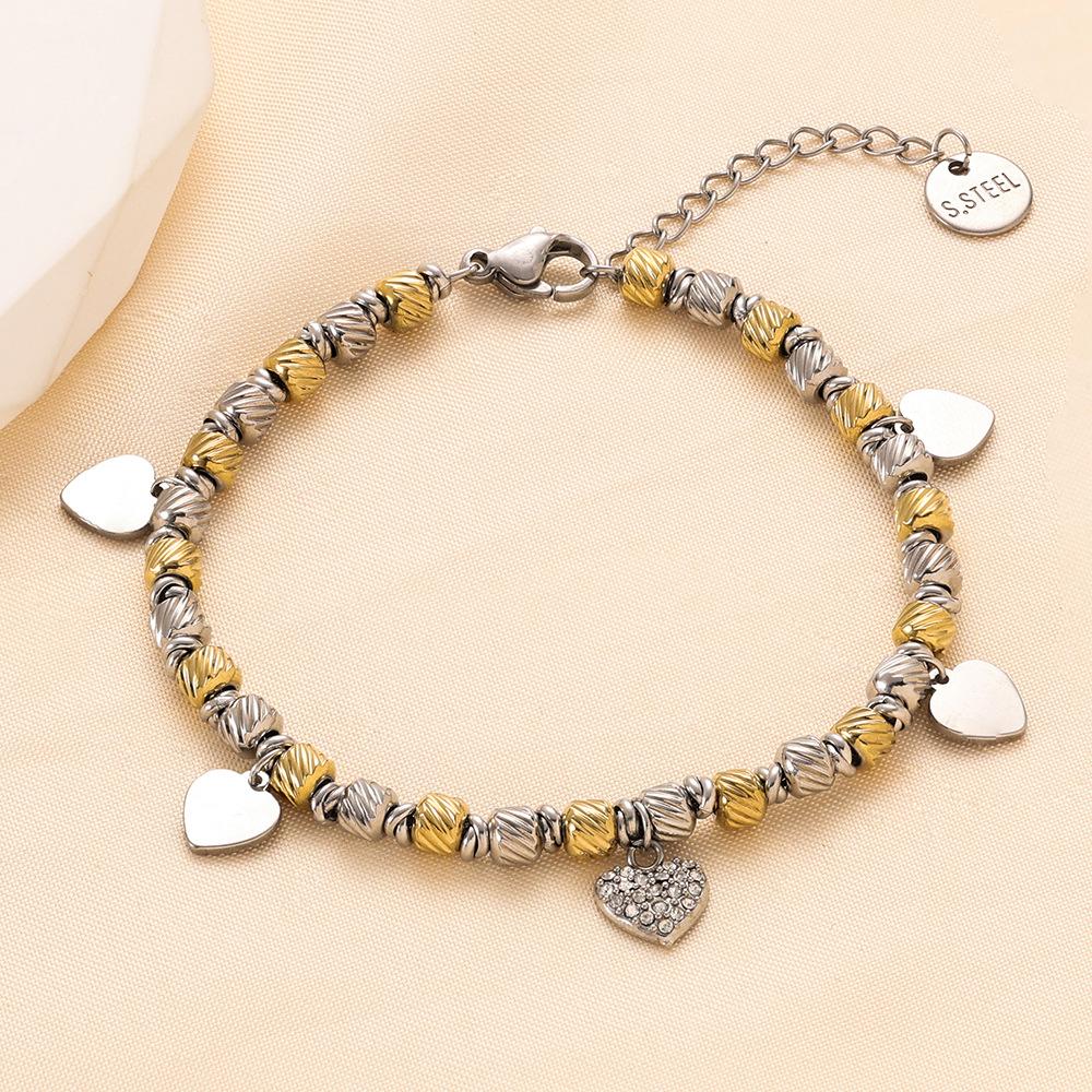 1Pcs Stainless Steel Love Point Diamond Bracelet Women's Simple Light Luxury Retro Bracelet