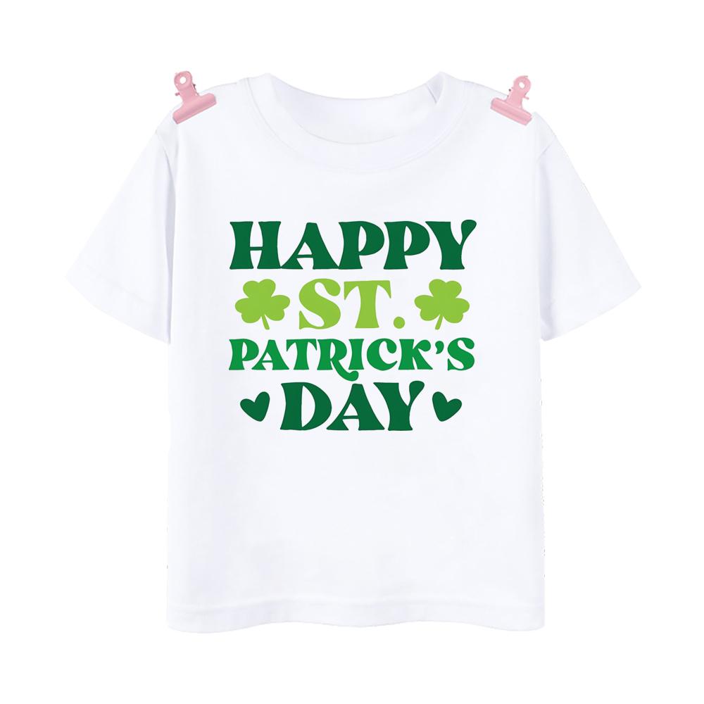 Happy St Patricks Day Printed Kids Shirts St Patricks Party Boys Girls Tshirt Holidy Child Short Sleeve Tops Summer T Shirt