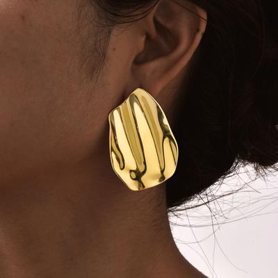 Exaggerated Irregular Big Stud Earrings for Women, Stainless Steel Gold Plated Large Earrings, Geometric Luxury Jewelry Party