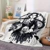 1pc Flannel Blanket, Gothic,Wednesday,Skull Pattern Printed Blanket, Sofa Bed Sofa Car Office Camping Travel Warm And Comfortable Soft Blank