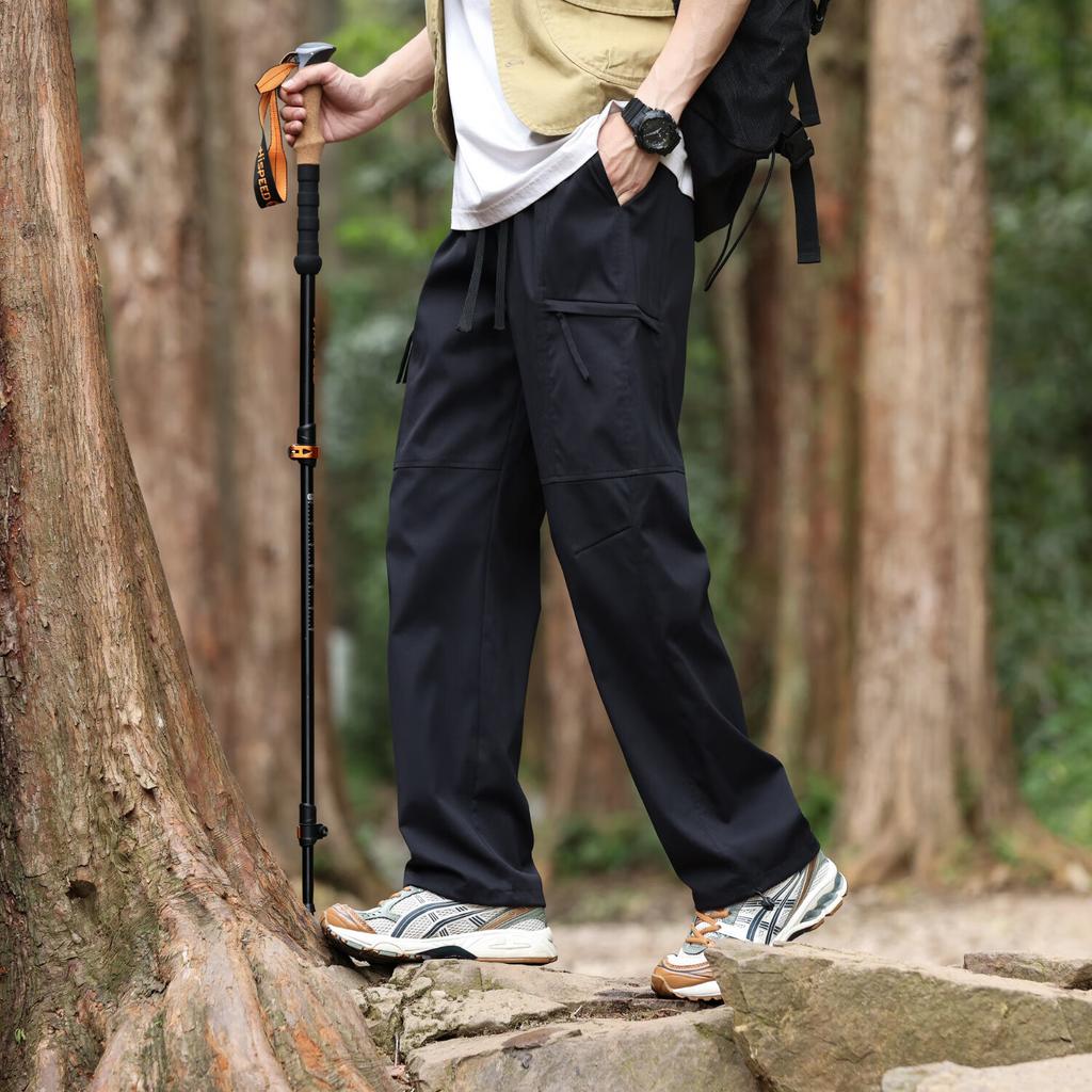 Dingfengbaoluo Men's Sports Casual Pants, Summer Outdoor Tactical Straight-Leg Loose-Fit Fashionable Versatile Trousers, 29033 Black 4XL