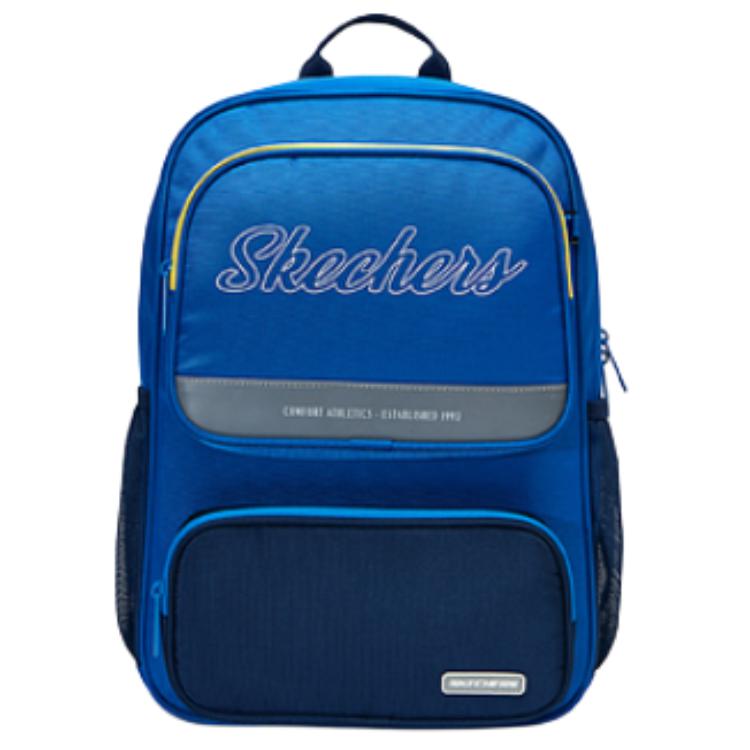 Skechers Skx Court Sports Club Classic Series Large Capacity Casual Fabric Backpack Kids Backpack Victoria-Blue L224K081-0183 Victoria Blue