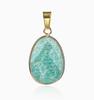 Natural Gemstone Drop Pendant Gold Edge Gemstone Faceted Oval Charm Semi-precious Crystal Necklace Pendant Amethyst Quartz Agate