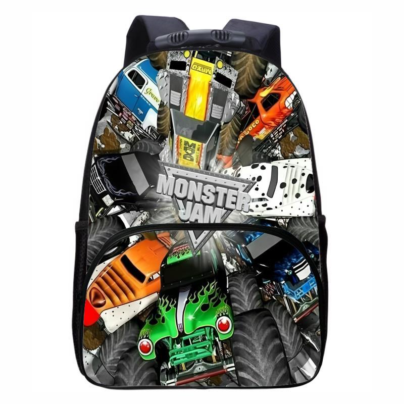 Monster Jam Truck, Round Front Bag Backpack for Primary, Secondary, and High School Students, Male and Female Backpacks
