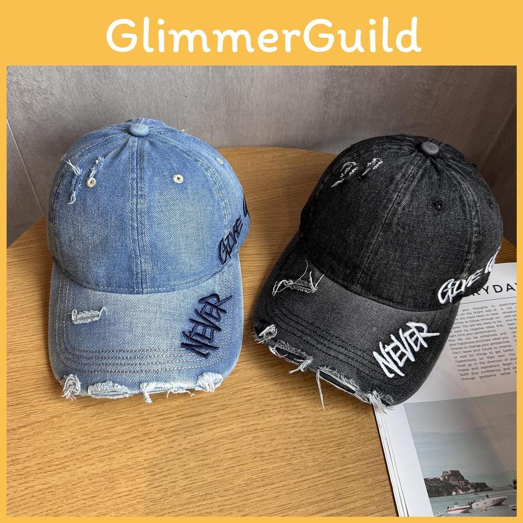 Unisex Letter Embroidery Waterwashed Denim Baseball Cap Peaked Cap For Daily Use