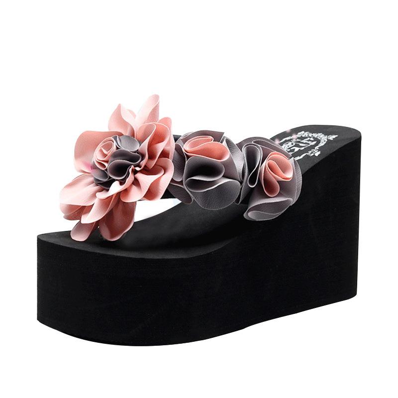 Fashion New Luxury Flower Women's Slippers Summer 3 Cm Thick Bottom Beach Play Beach Slippers Fashion Versatile Exquisite Women's Shoes