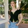 Off Shoulder String Blouse Blue Es2obl04