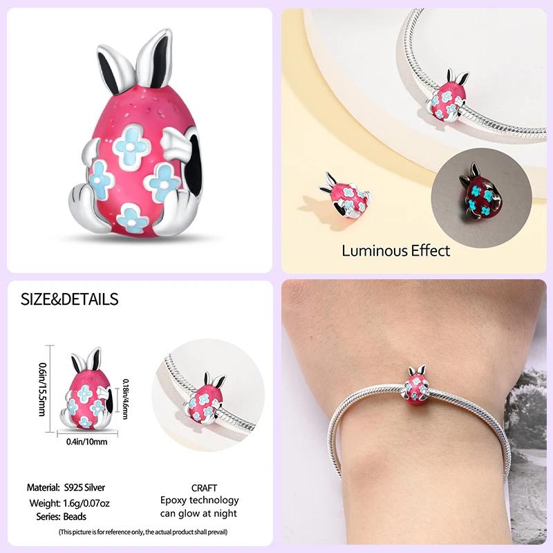 Charms Beads Fit Brand Original Bracelets 100% Copper Pink Crown Perfume Bottle Easter Eggfine Diy Jewelry Gift