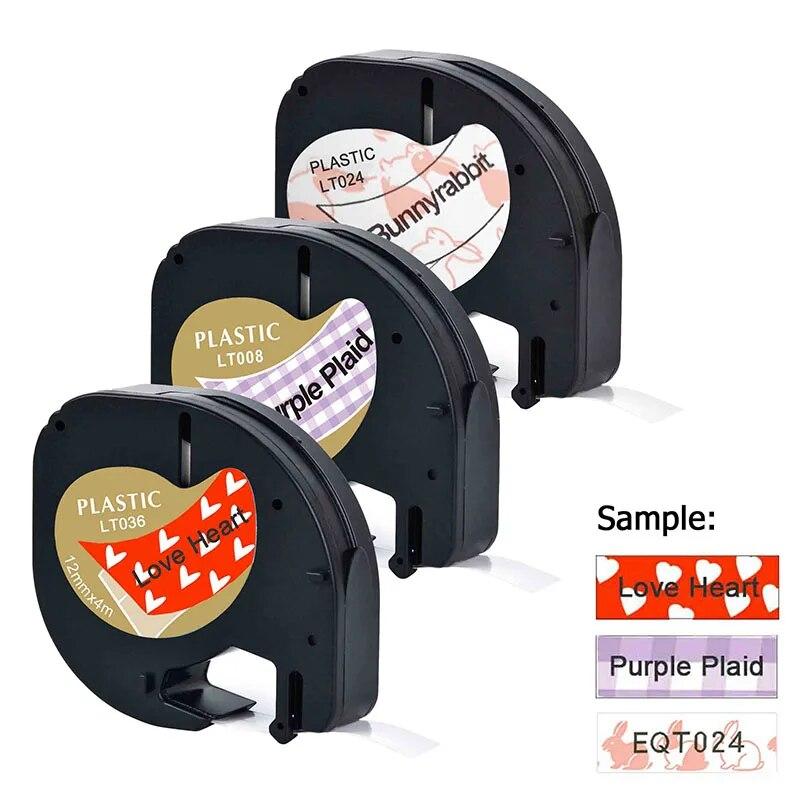 3stk 91201 91331 12267 etiketttape plast og papir kompatibel for LT-100H dymo etikettskriver 12mm dymo letratag 18769 91200