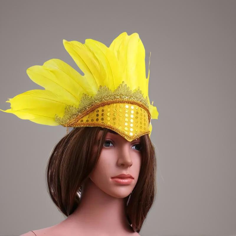 Bentiță Indiană cu Pene Headband Nouă Podoabă de Cap cu Pene Montată pe Cap Accesorii de Păr pentru Spectacole pe Scenă