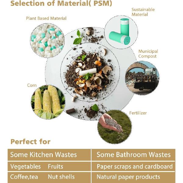 Small Trash Bags, AYOTEE 2 Gallon Trash Bag Drawstring Compostable Trash Bags, 2.6 Gallon Trash Bag Bathroom Trash Bags Compost Bags Waste Basket