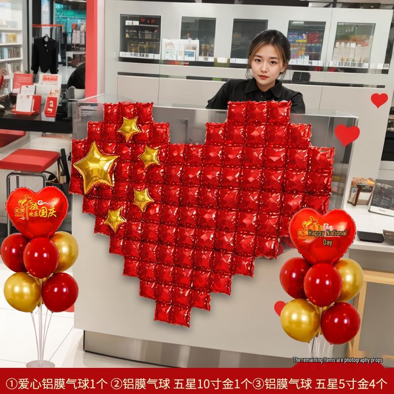 Five-Star Red Heart Balloons for National Day & Mid-Autumn Festival Décor