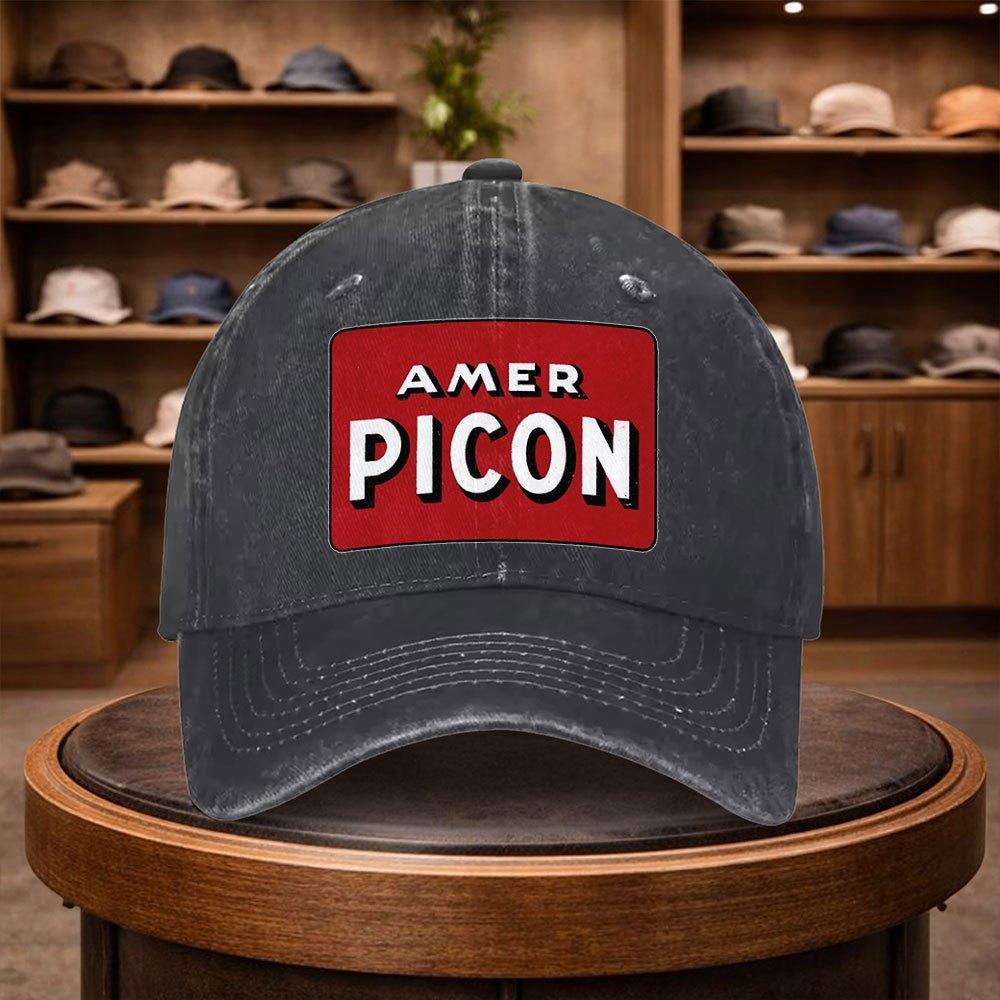 A MenS AmericanStyle PICON Red Vintage Logo Baseball Cap Adjustable for Outdoor Fashion Casual Wear Urban Style Lightweigh