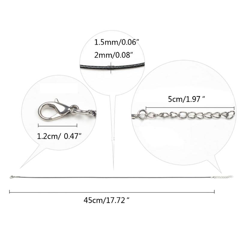 100pcs 1.5/2mm Leathers Adjustable Braided Rope Necklace Pendant Charm Findings Lobster Clasp String Cord Jewelry Making
