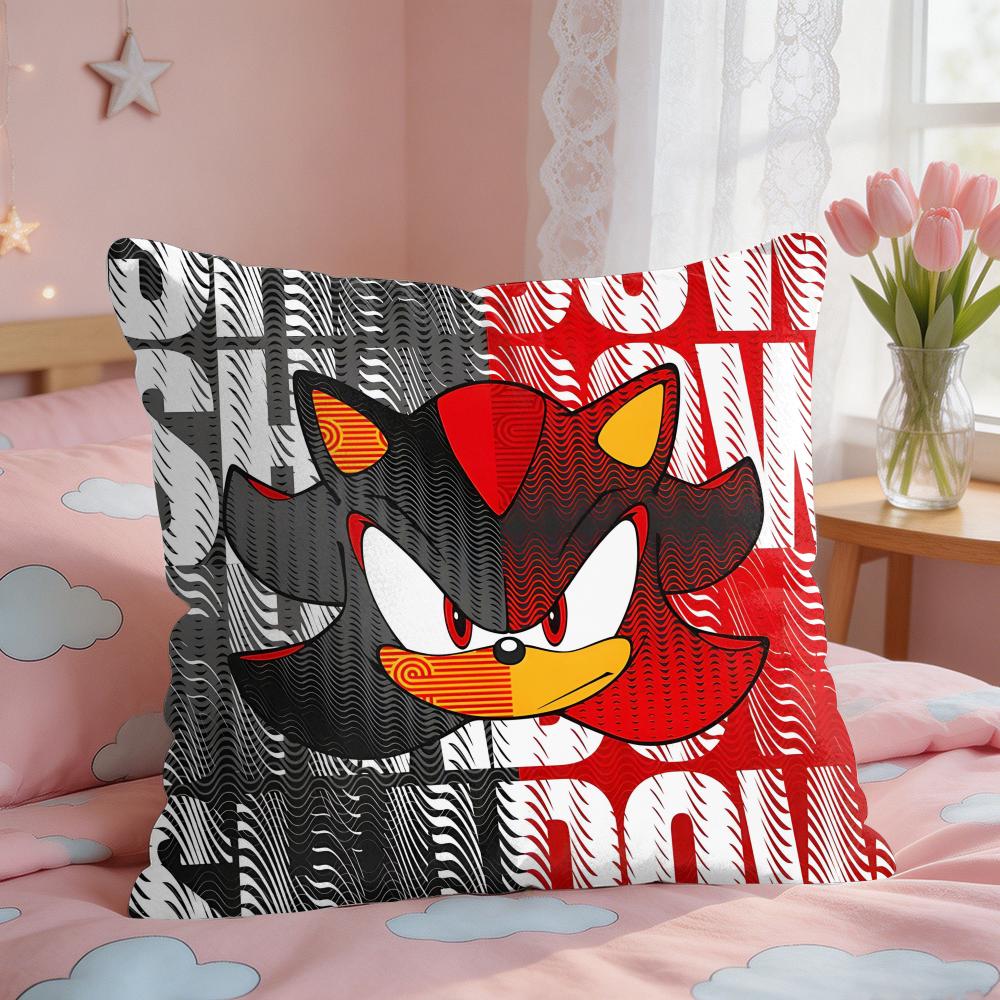 SSonic Anime Cool Cushion Cover Square Short Plush Pillow Case Living Room Sofa Home Decor Funda X