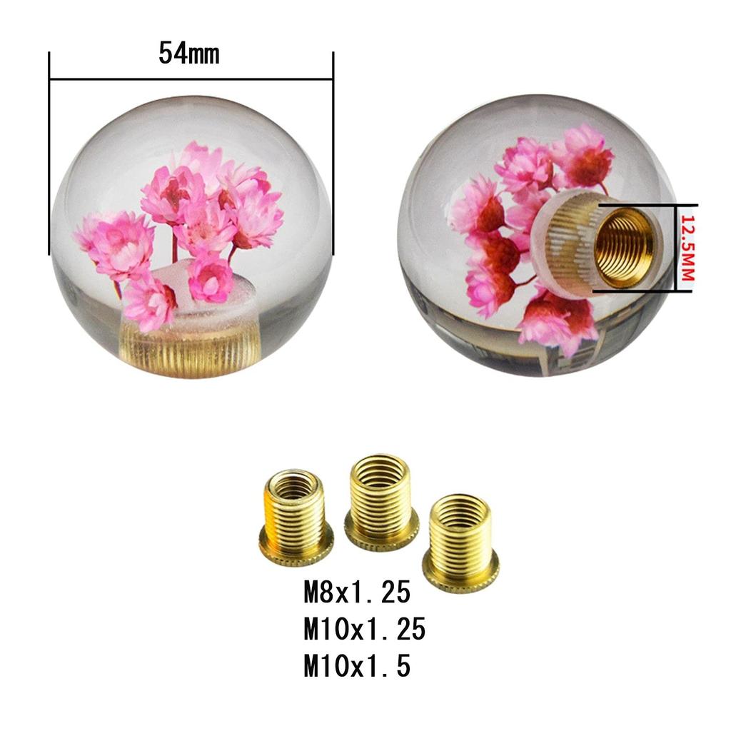 JINGLING Underwater Flower Shift Knob Gear Knob Crystal Universal Ball Shape for Cars Compatible with Japanese Cars Custom 3 Types of Adapters