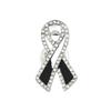 1/3/5Pcs Black Rhinestones Ribbon Brooch Funerals Memorial Pin For Woman Men Suit Dress Shirt Accessories Mourning Badge