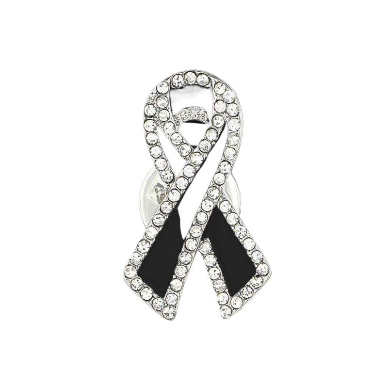 1/3/5Pcs Black Rhinestones Ribbon Brooch Funerals Memorial Pin For Woman Men Suit Dress Shirt Accessories Mourning Badge