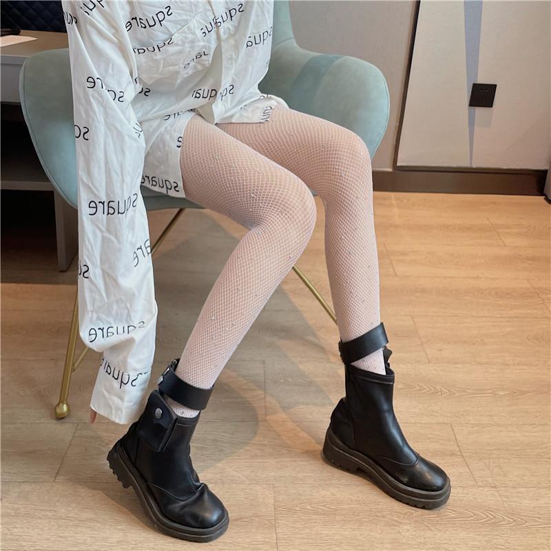 Summer Fishnet Diamond Pantyhose for Women Sexy Fashion Shiny Net Tights Female Slim Rhinestone Mesh Nylon Stockings Tights