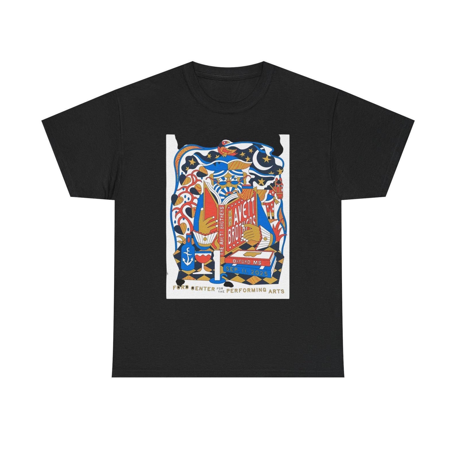 Avett brothers Lavender Theater Poster T-Shirt | Retro Concert Art, Colorful Stage Illustration 3XL