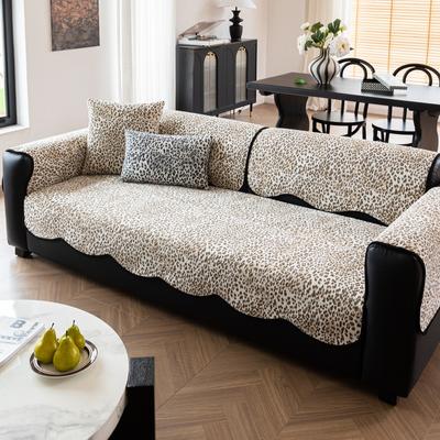 Cuscino per Divano in Ciniglia per Tutte le Stagioni, Cuscino per Seduta Antiscivolo Jacquard con Stampa Leopardo, Copridivano Tessuto