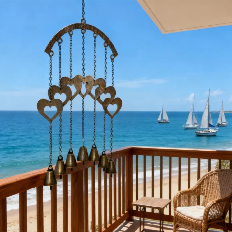 Heart Wall Decoration Hanging Western Five Pointed Star Decoration Metal Star Witch Chime Indoor Outdoor Decoration Hanging