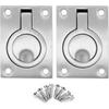 2-Pack 316 Stainless Steel Flush-Mount Ring Handles – Marine Hatch & Cabinet Handles – 63x45x7mm – Includes 8 Screws – For Yachts, Boats, Drawers