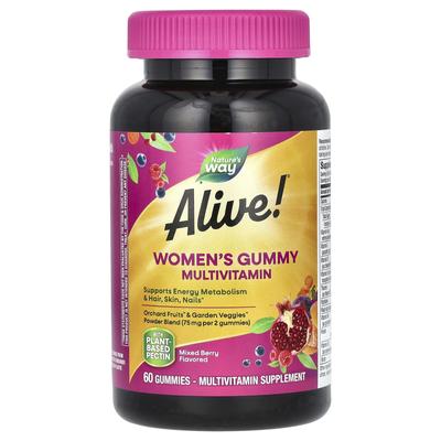 Naturens sätt, levande! Gummivitamin för kvinnor, Komplett Multivitamin, Blandade Bärsmaker, 60 Gummier