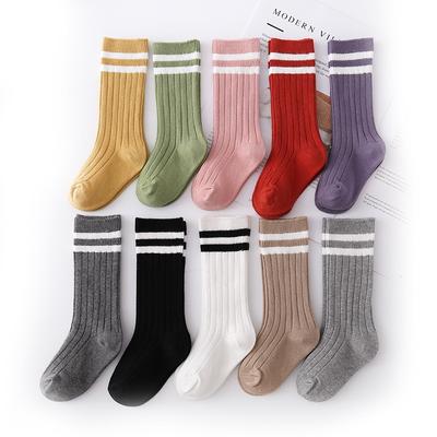 1 Paar koreanische modische einfarbige Wadensocken für Kinder, Jungen, Mädchen, Frühling und Herbst, warme Baumwolle, Einfachheit, Schulsocken