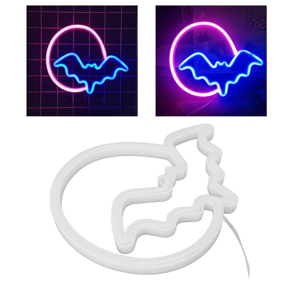 Moon and Bat Neon Sign 5V LED Neon Lamp Low Voltage Neon Light  Room Decor