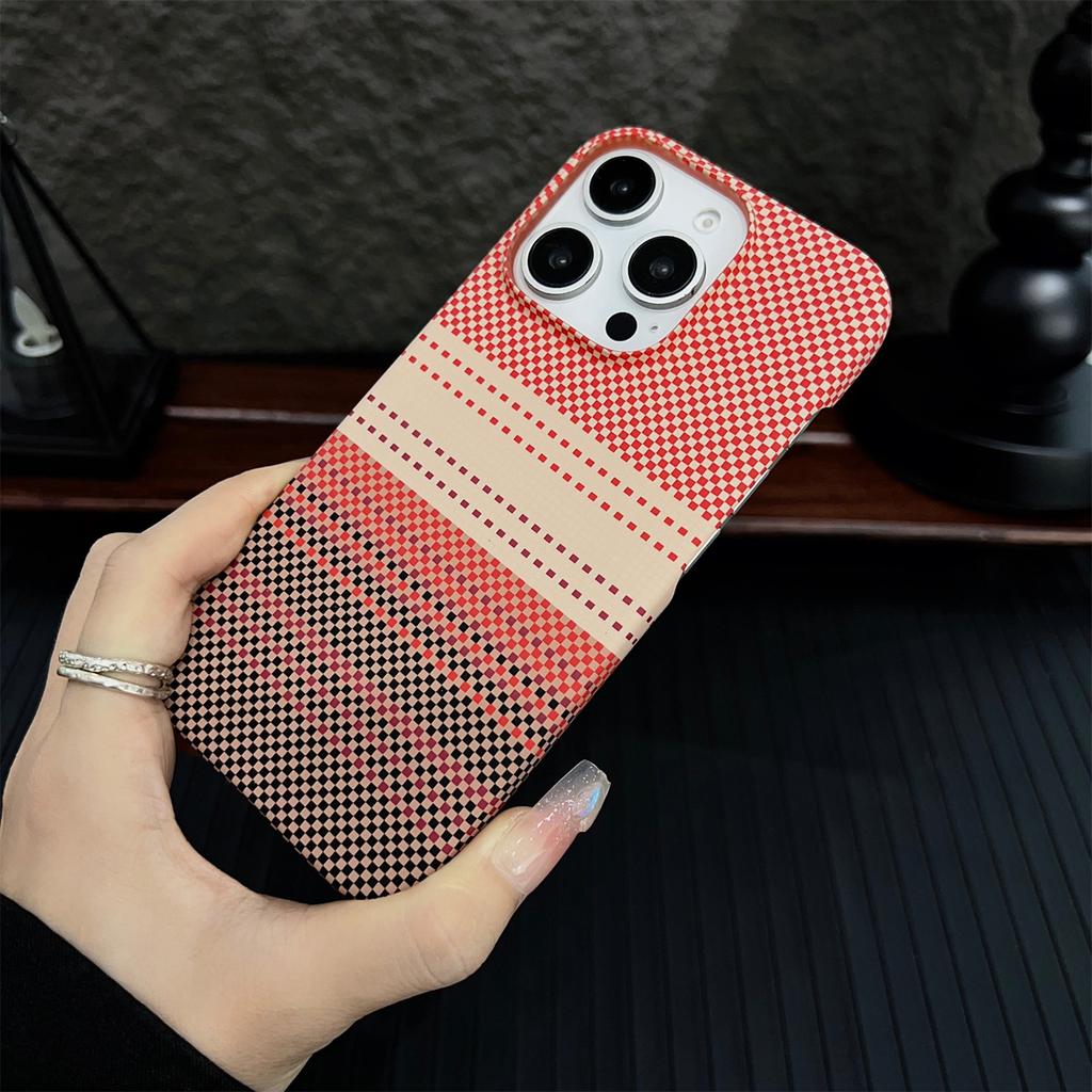 Custodia Magnetica per Telefono per iPhone 12 13 14 15 16 Pro Max Plus Fantasia Kevlar Semi Avvolgente Texture Fibra di Carbonio Opaca Cover Protettiva