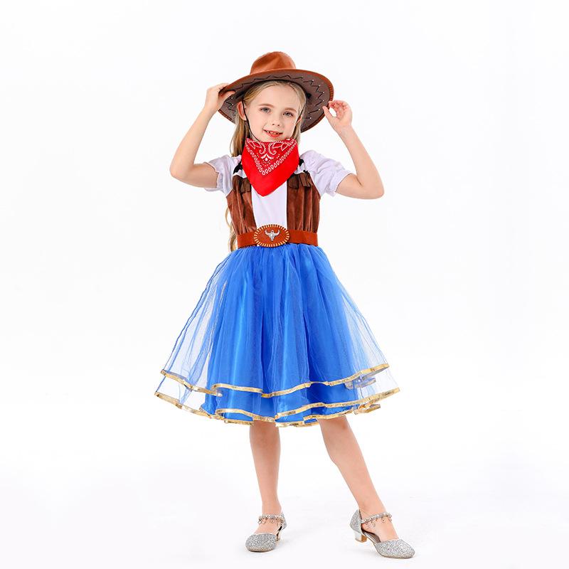 Kids Halloween Princess Cowgirl Dress Cosplay Party Costume Hot Sale Role Play Outfit