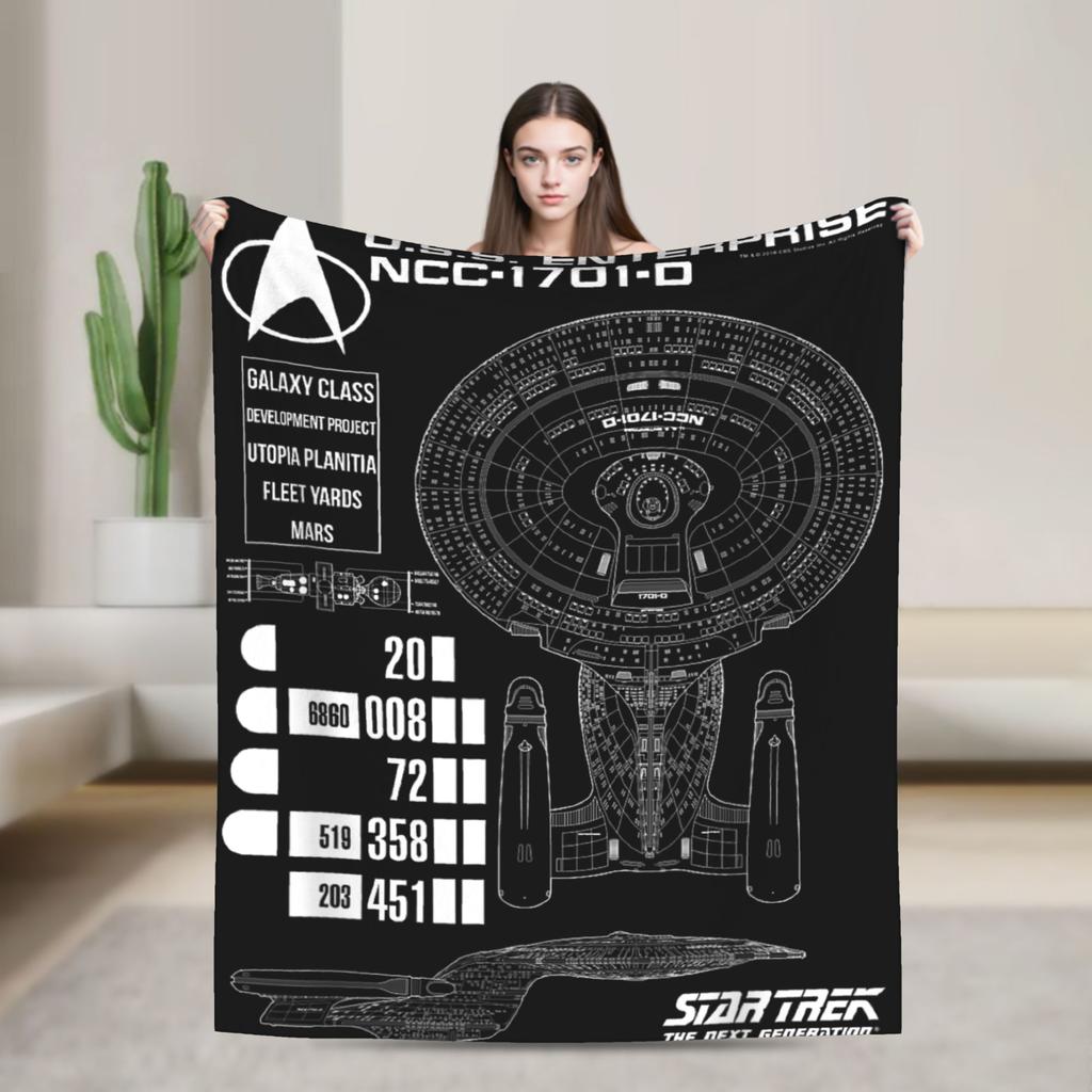 Stars Treks Discovery Enterprise Crest Blanket For Living Room Airplane Travel Flannel Bedspread Bed Cover